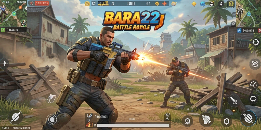 Tangkapan layar BARA22 menampilkan aksi seru dalam pertempuran Battle Royale.