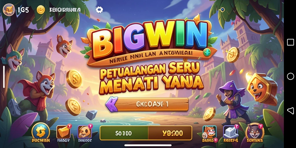 Tangkapan layar gameplay BIGWIN menampilkan aksi petualangan yang mendebarkan.