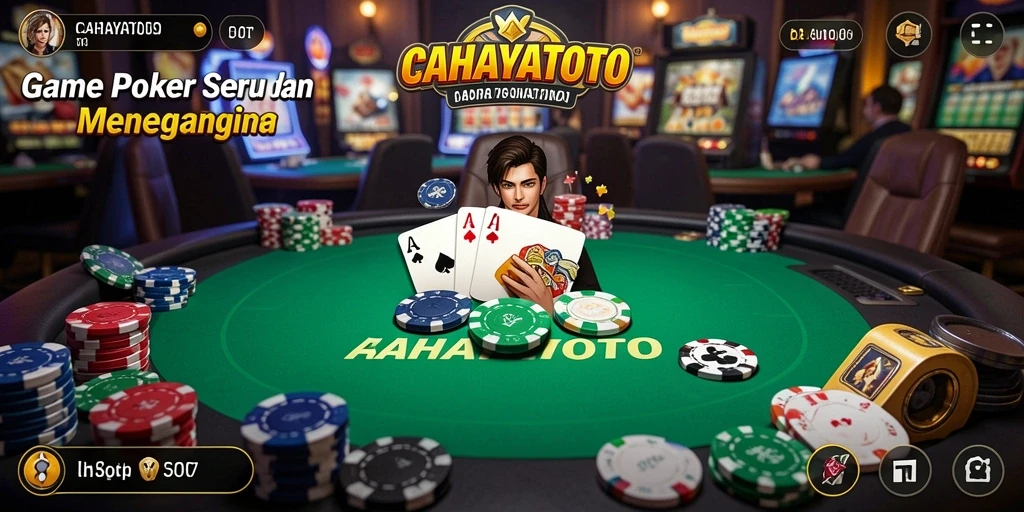 Tampilan gameplay Poker seru di CAHAYATOTO dengan antarmuka yang menarik.