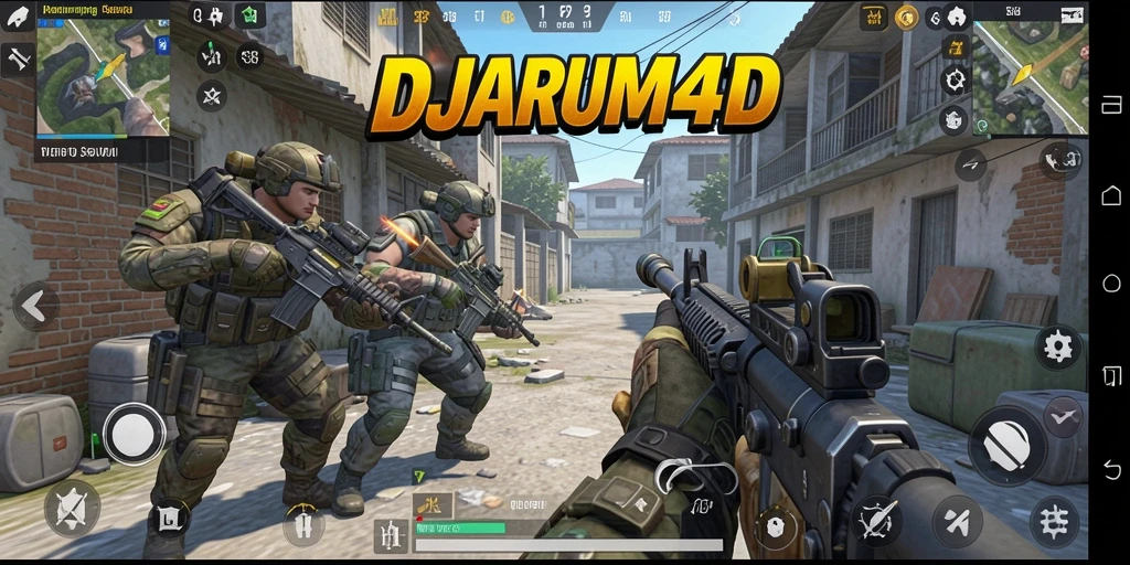 Screenshot gameplay DJARUM4D dengan aksi tembak-menembak yang seru.