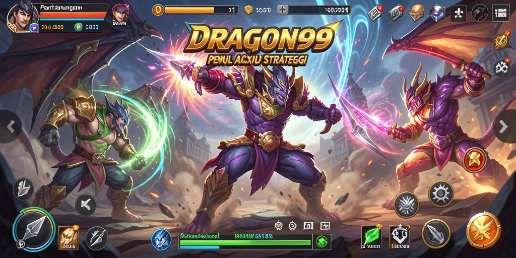 Screenshot gameplay <strong>DRAGON99</strong> menunjukkan aksi pertarungan yang mendebarkan.