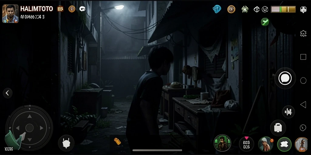 Screenshot gameplay HALIMTOTO menampilkan suasana Horror yang mencekam.
