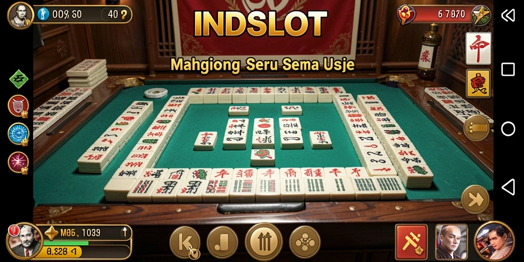 Tangkapan layar menunjukkan gameplay Mahjong yang seru dan interaktif di INDSLOT.