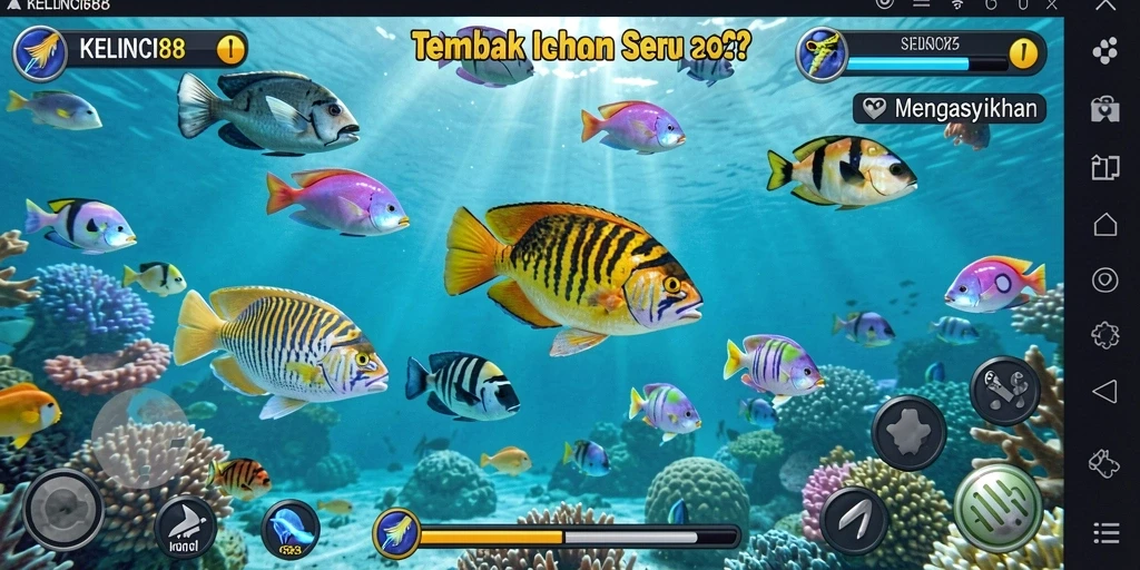 Tampilan menarik dari gameplay KELINCI88 dengan aksi menembak ikan.