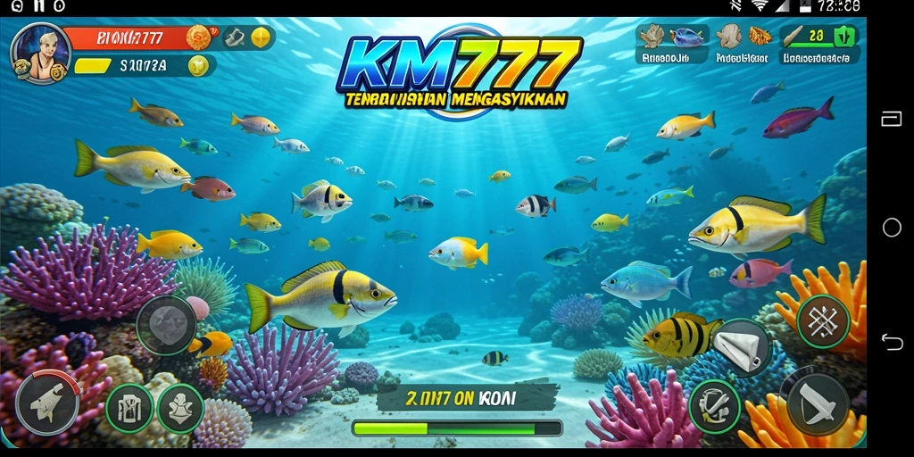 Tampilan gameplay KM777 menembak ikan dengan grafis yang menarik.