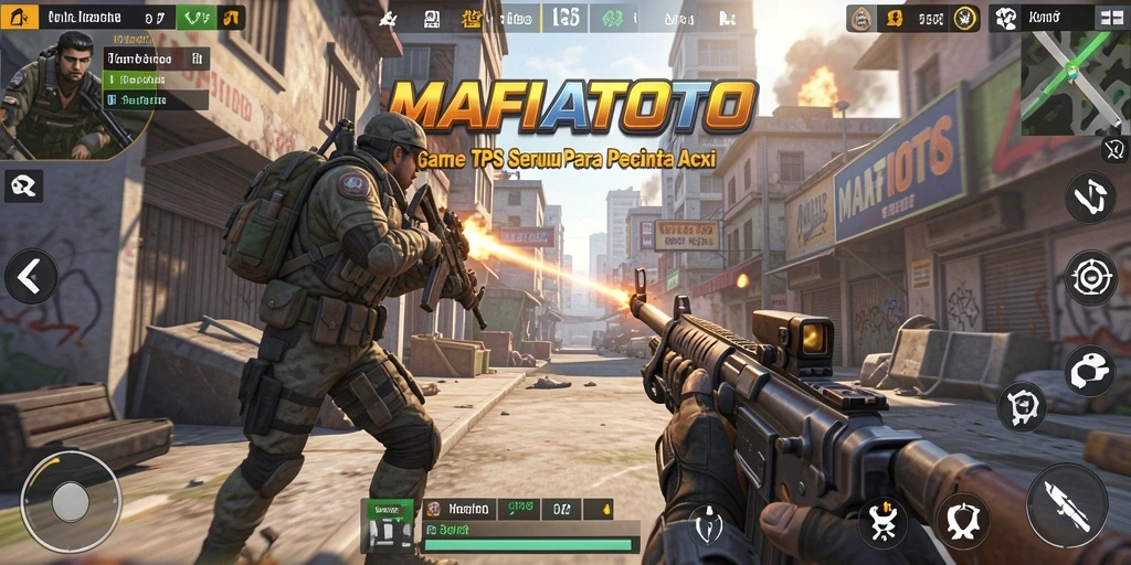 Tangkapan layar gameplay MAFIATOTO yang menampilkan aksi seru dalam gaya TPS.