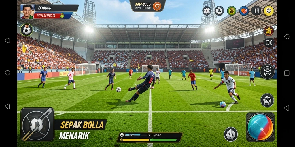 Tampilan gameplay MPO555 yang mendebarkan dalam suasana sepak bola.
