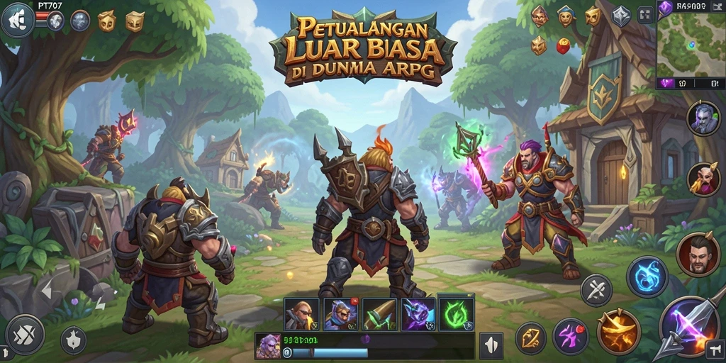 Screenshot gameplay PT707 menampilkan pertarungan epik di dunia ARPG.